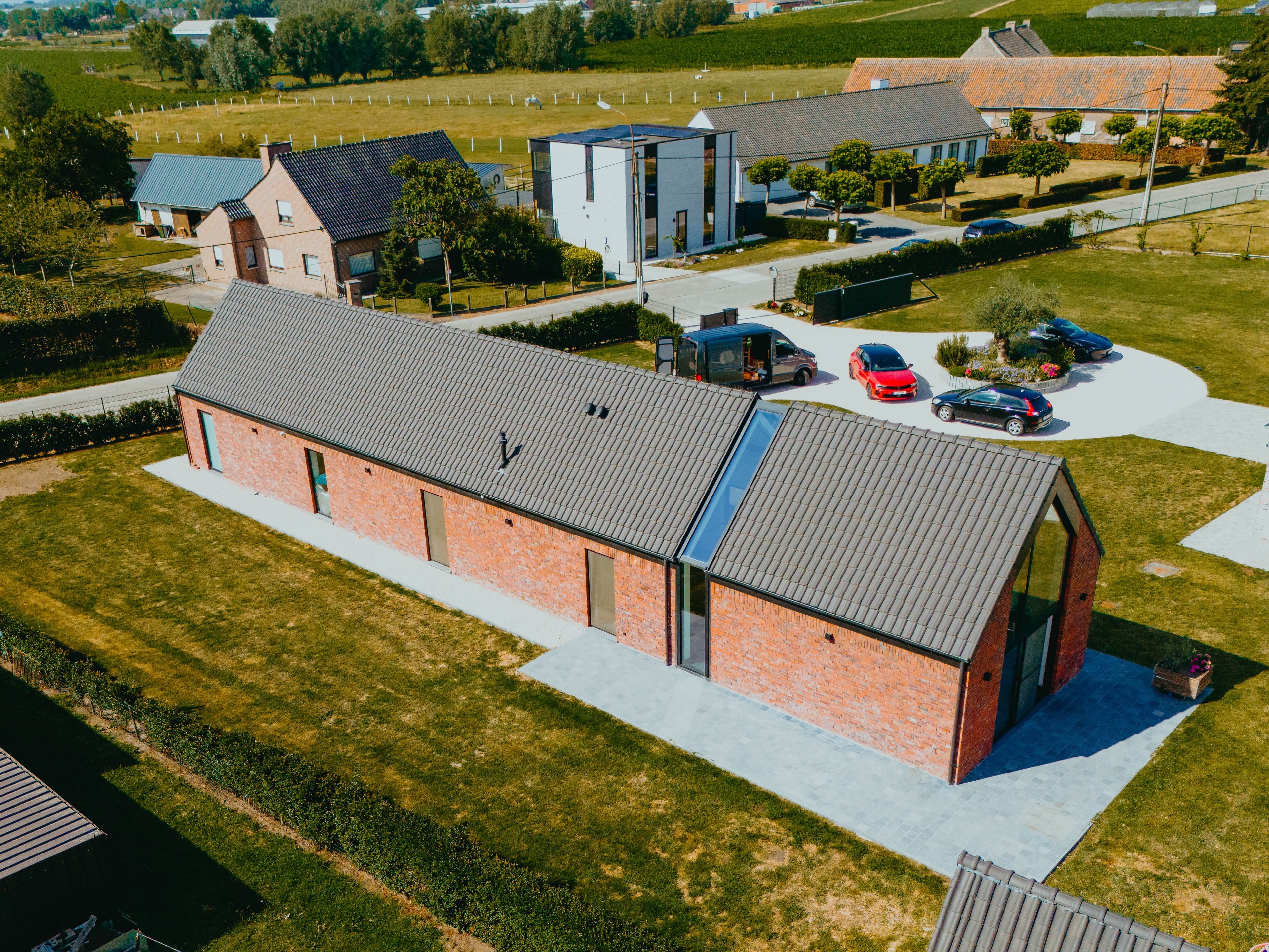 Aerial view of houses in Flanders
