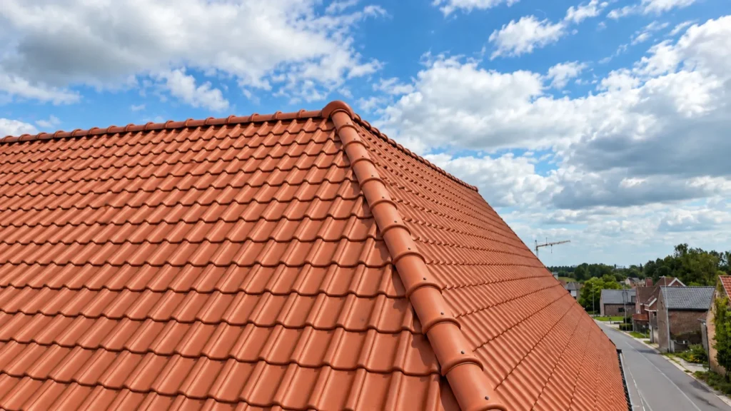 Dakrenovatie Geraardsbergen: het nieuwe dak met zicht op de straat