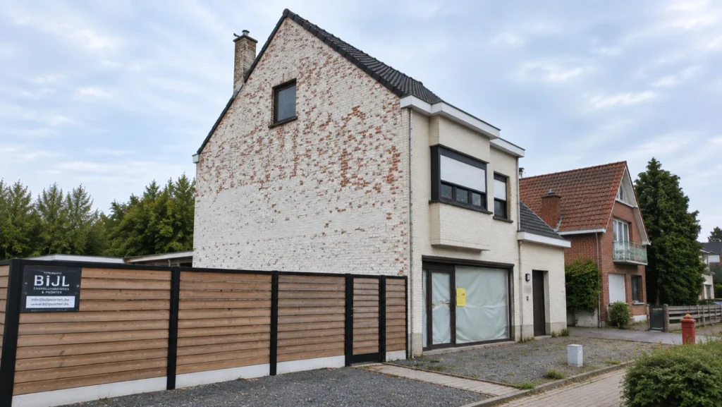 Gevelrenovatie Evergem: de vervuilde zijgevel vóór de werken