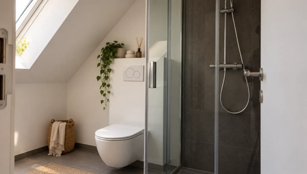 Totaalrenovatie Latem: de nieuwe badkamer onder het dak