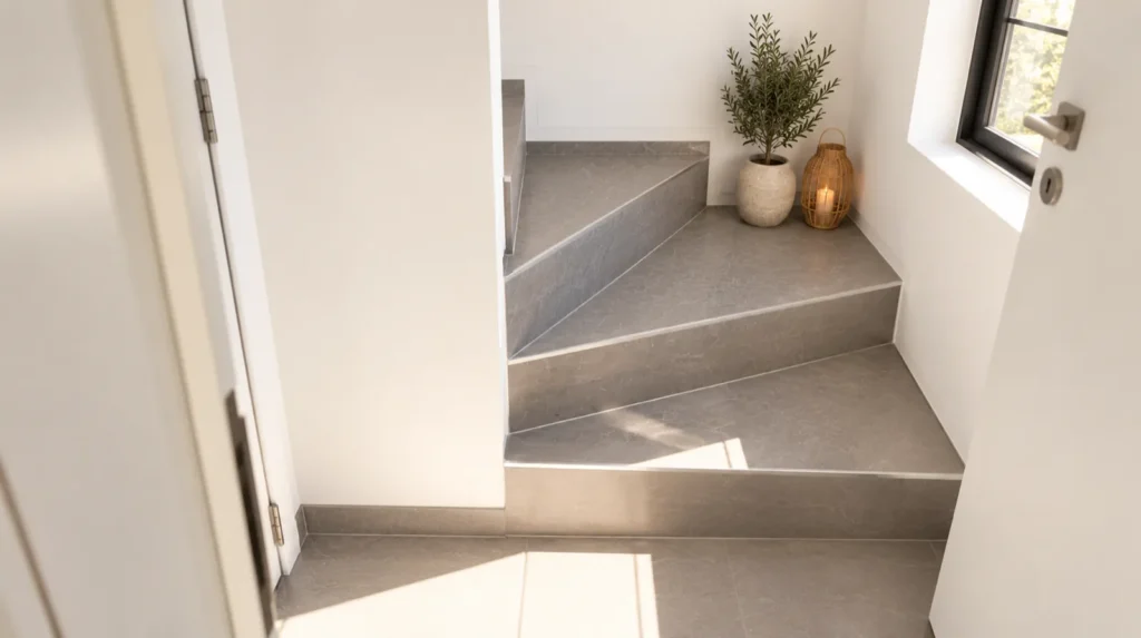 Totaalrenovatie Latem: de draaitrap met nieuwe treden