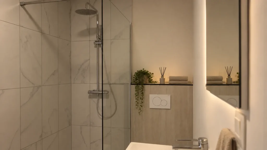 Totaalrenovatie Wetteren: de vernieuwde badkamer met inloopdouche